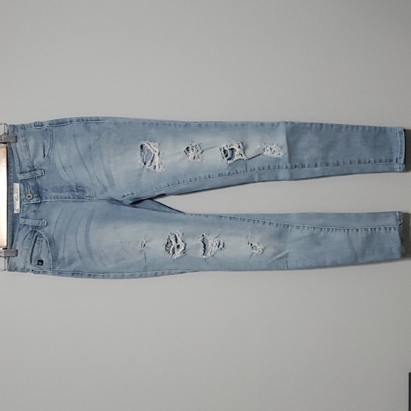 KanCan jeans womens size 3 size 25 light blue destroyed holes ripped Den… - Picture 1 of 16